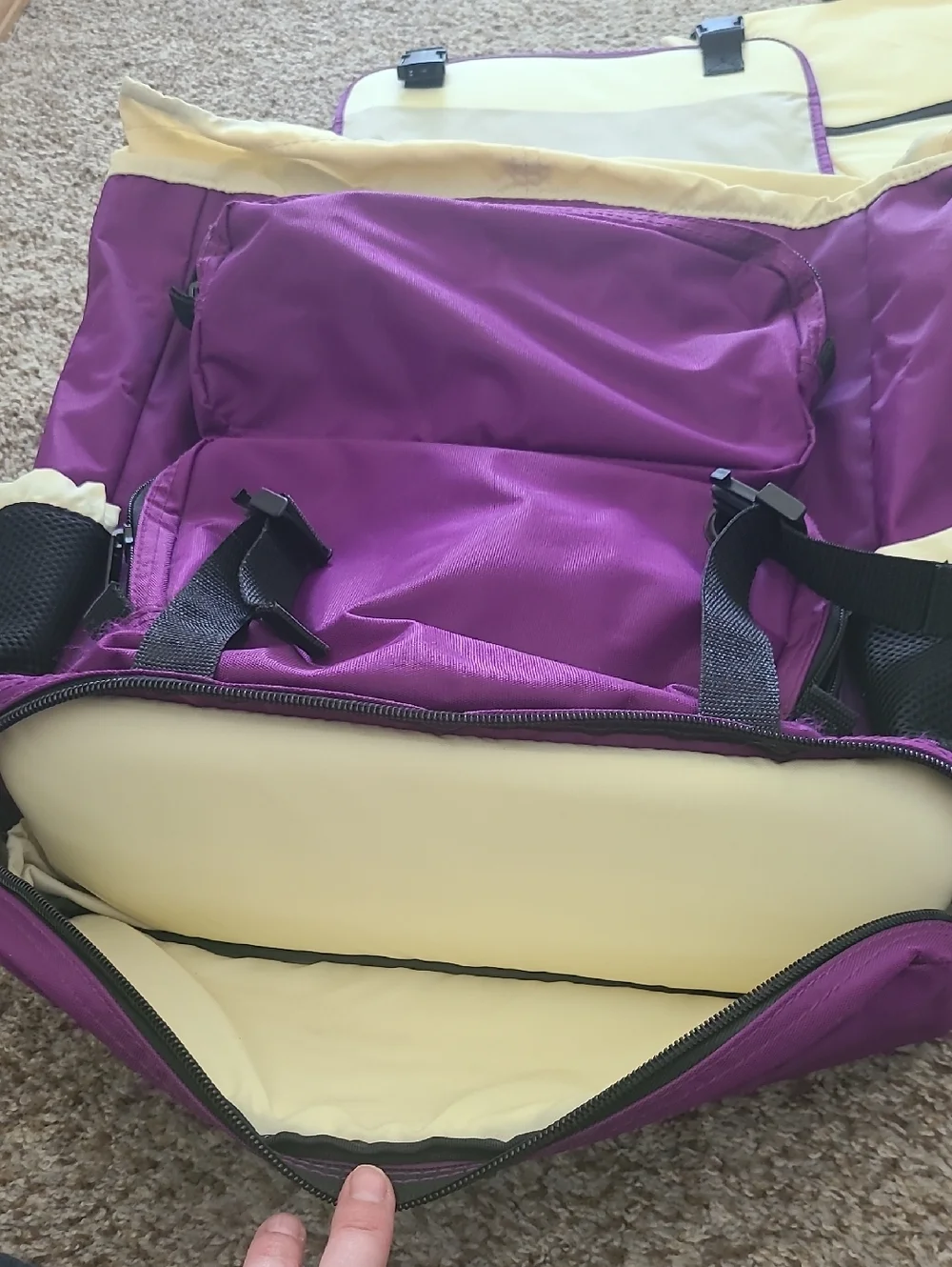 Purple Nylon Backpack with Cream Accents